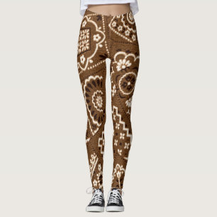 Brown bandanna leggings