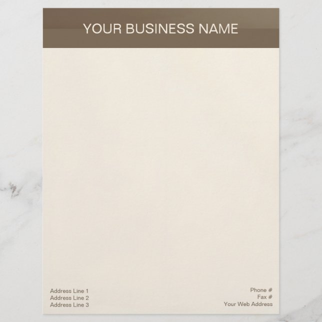 Brown Banner on Beige Custom Letterhead (Front)