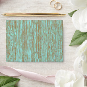 Brown barn wood grain wedding envelope