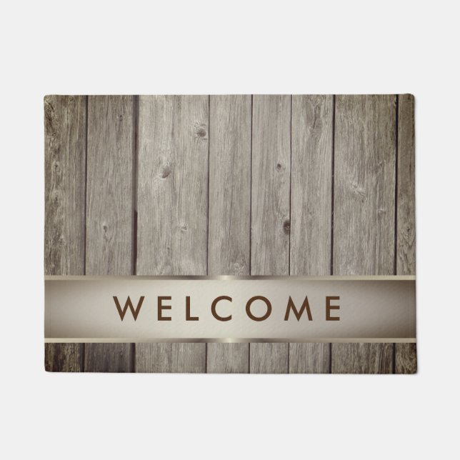 Brown Barn Wood Pallet Farmhouse Welcome Doormat (Front)