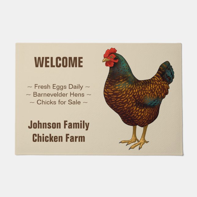 Brown Barnevelder Hen Chicken Doormat (Front)