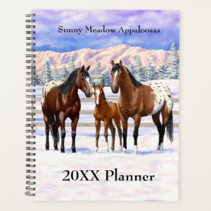Brown Bay Appaloosa Horses In Snow Planner