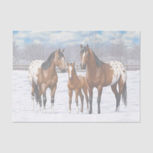 Brown Bay Appaloosa Horses In Snow Tissue Paper