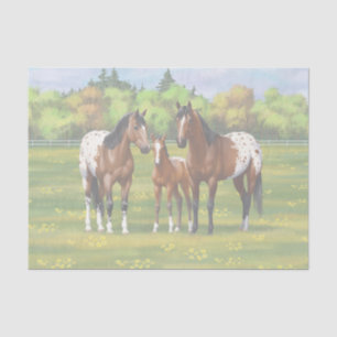 Brown Bay Appaloosa Horses In Summer Pasture Tissue Paper