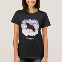 Brown Bay Gypsy Vanner Draught Horse In Snow