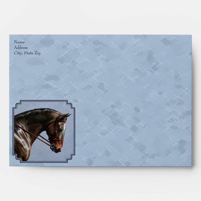 Brown Bay Oldenburg Horse Portrait Envelope (Front)