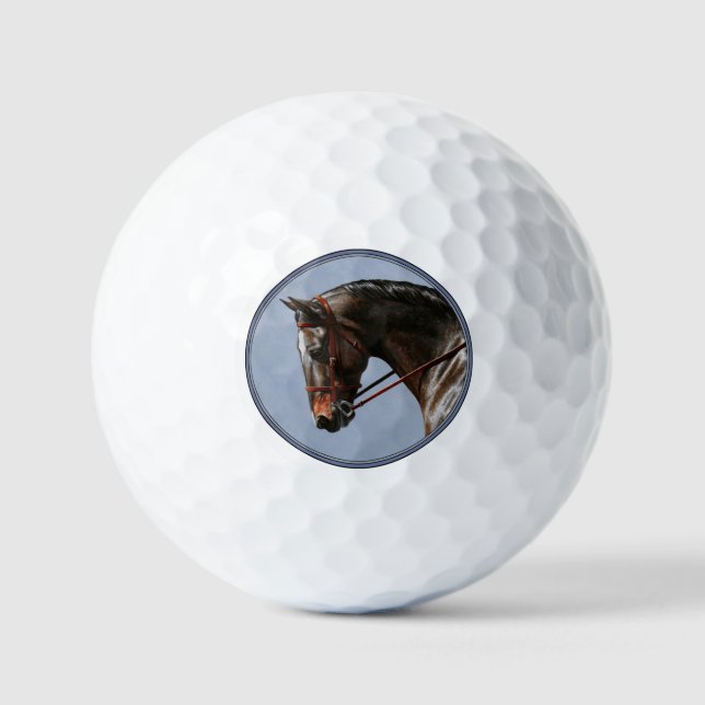 Brown Bay Oldenburg Horse Portrait Golf Balls (Front)