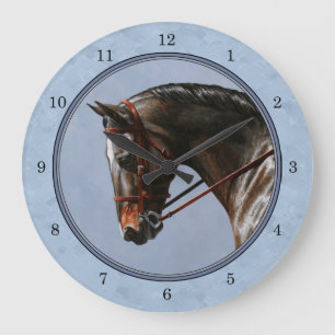Brown Bay Oldenburg Horse Portrait Large Clock