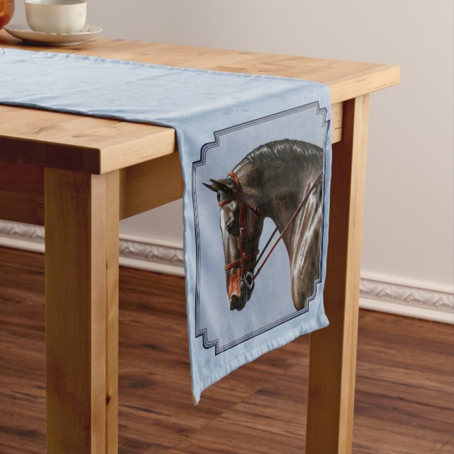 Brown Bay Oldenburg Horse Portrait Medium Table Runner (In Situ)