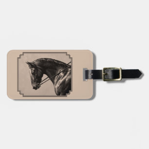 Brown Bay Oldenburg Horse Portrait Sepia Luggage Tag