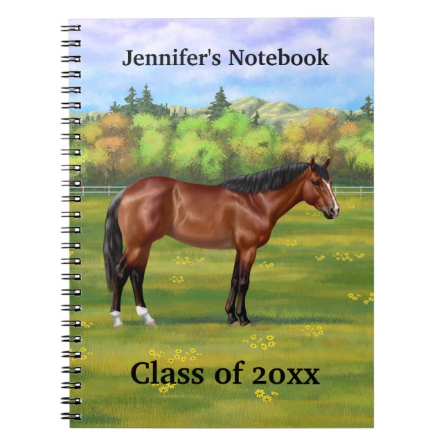 Brown Bay Quarter Horse Notebook (Front)