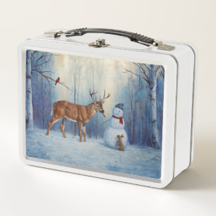 Brown Bay Quarter Horses In Snow Metal Lunch Box