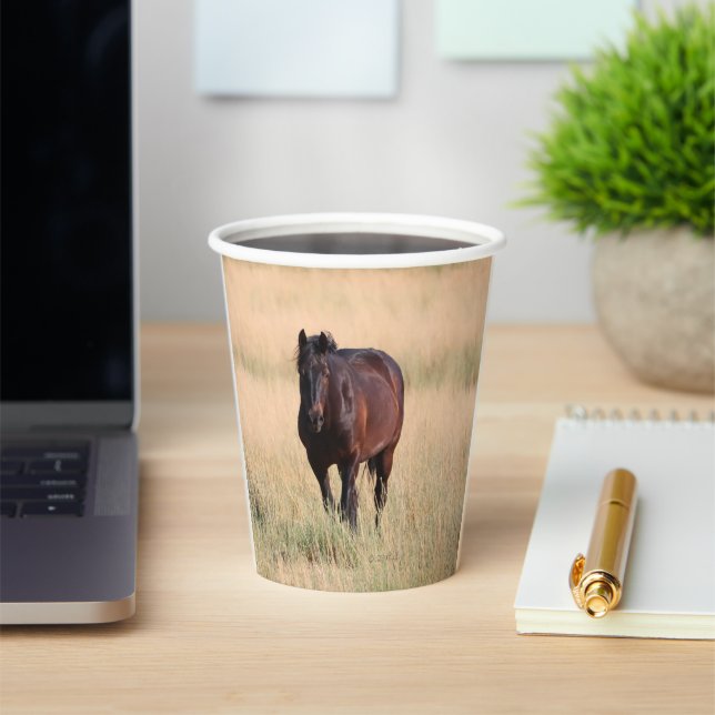 Brown Bay Wild Mustang Horse Paper Cups (Insitu)