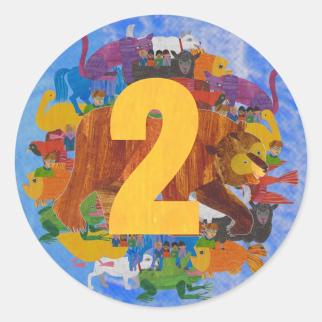 Brown Bear 2nd Birthday Sticker (Front)