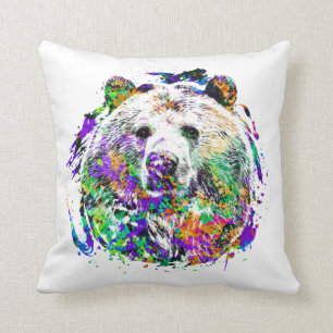 Brown Bear Animal Wild Forest Jungle Nature World Cushion