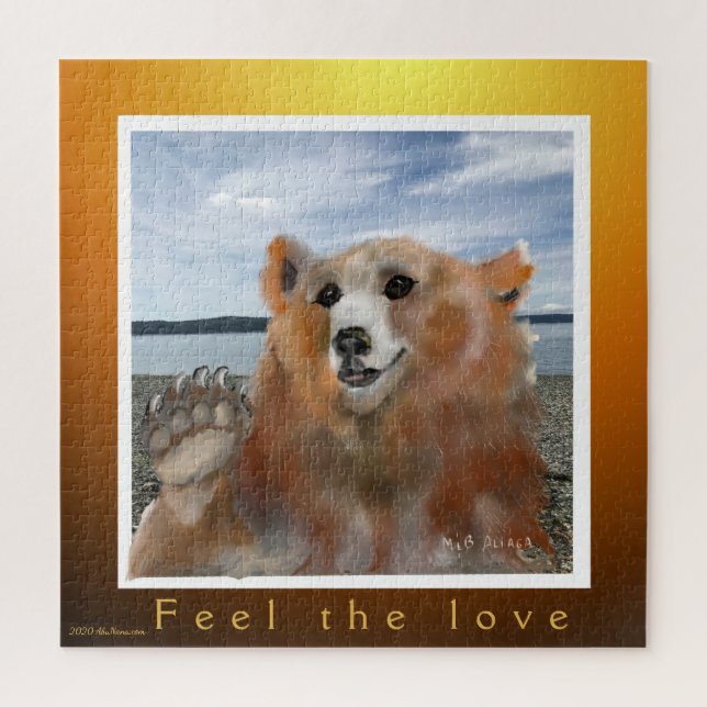 Brown Bear at the Beach Feel the Love Greeting Jigsaw Puzzle (Vertical)