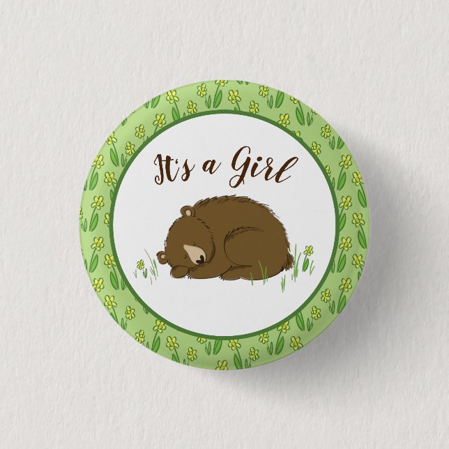 Brown Bear Baby Shower Woodland Animals 3 Cm Round Badge (Front)