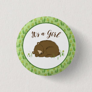 Brown Bear Baby Shower Woodland Animals 3 Cm Round Badge