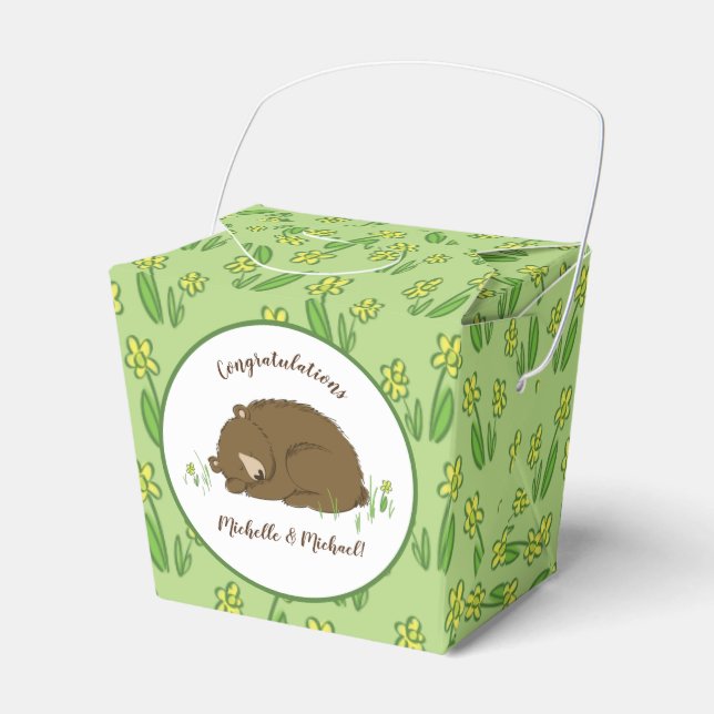 Brown Bear Baby Shower Woodland Animals Favour Box (Front Side)