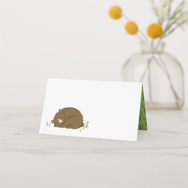 Brown Bear Baby Shower Woodland Animals Place Card (Front)