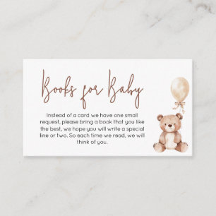 Brown Bear Balloon Baby Shower Books for Baby Enclosure Card