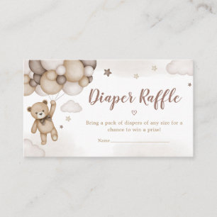Brown Bear Balloon Baby Shower Diaper Raffle Enclosure Card