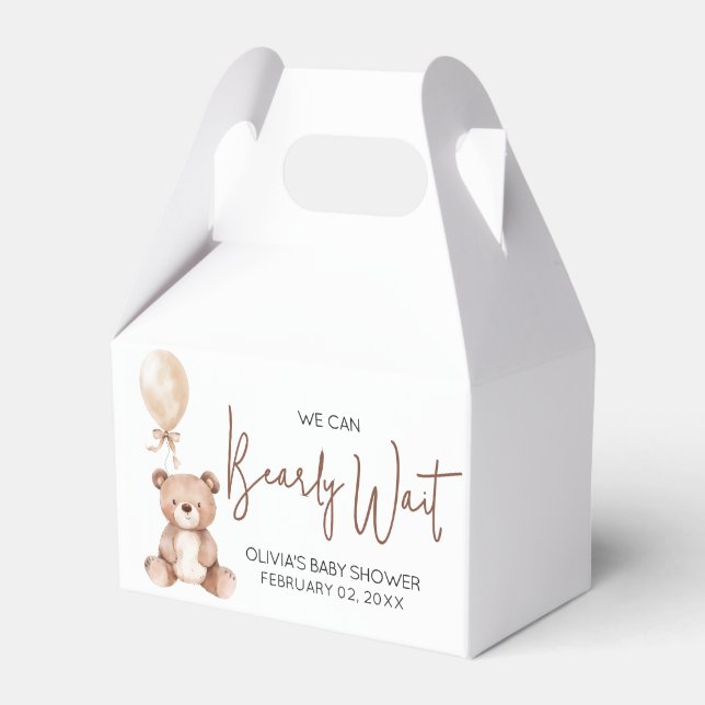 Brown Bear Balloon Baby Shower Favour Box (Front Side)