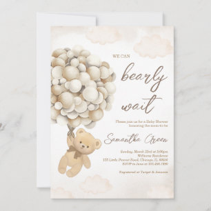 Brown Bear Balloon Baby Shower Invitation