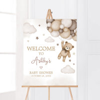 Brown Bear Balloon Baby Shower Welcome