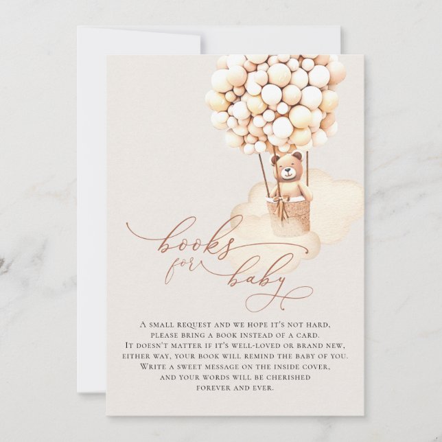 Brown Bear Balloons Baby Books Enclosure Card (Front)