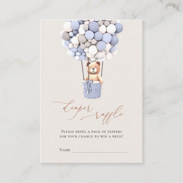 Brown Bear Balloons Diaper Raffle Tickets Enclosur Enclosure Card (Front)