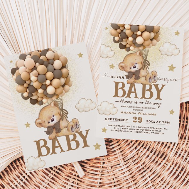 Brown Bear Bearly Wait Baby Shower Invitation (Creator Uploaded)