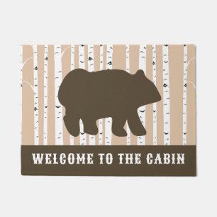 Brown Bear Birch Trees Wilderness Lodge Cabin  Doormat