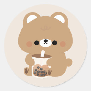 Brown Bear Boba Classic Round Sticker