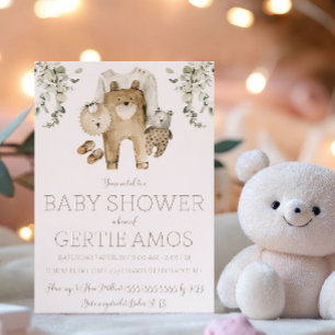 Brown Bear Boho Baby Shower Invitation
