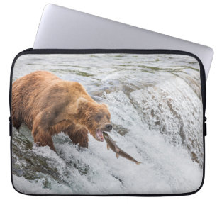 Brown Bear Catches Red Salmon Laptop Sleeve