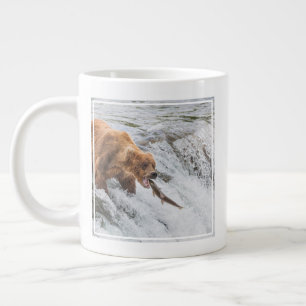 Brown Bear Catches Red Salmon Large Coffee Mug