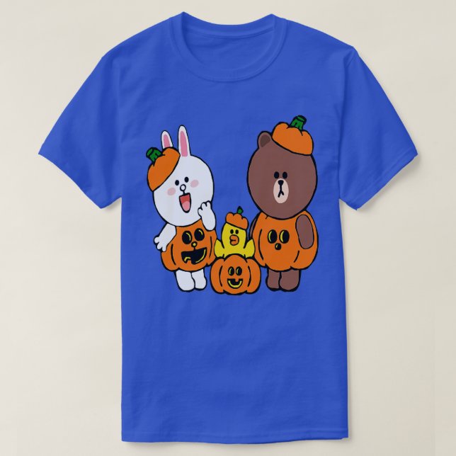 Brown bear cony bunny rabbit duck pumpkins T-Shirt (Design Front)