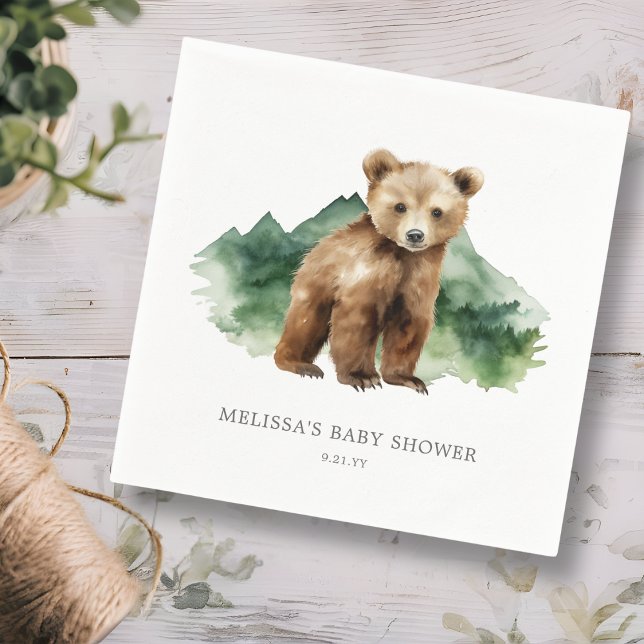 Brown Bear Cub Baby Shower Napkin (Creator Uploaded)