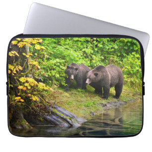 Brown Bear & Cub Hyder, Alaska Laptop Sleeve
