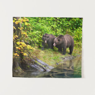 Brown Bear & Cub   Hyder, Alaska Tapestry