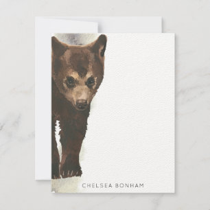 Brown Bear Cub Watercolor Note Card