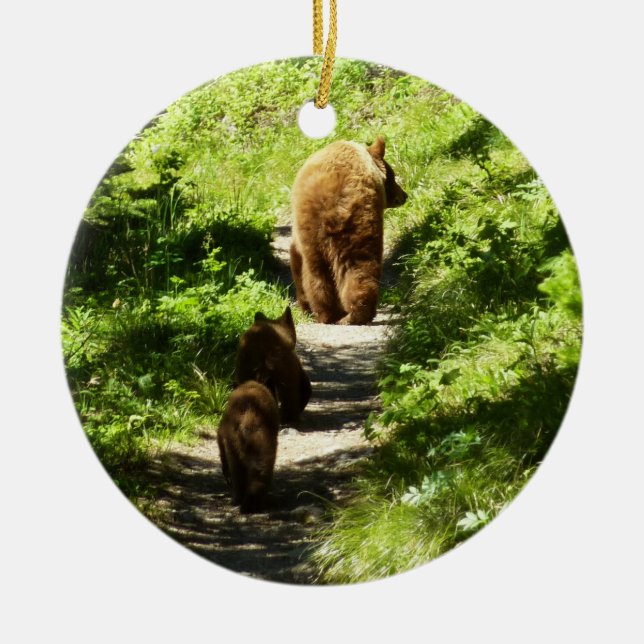 Brown Bear Family Ceramic Tree Decoration (Front)
