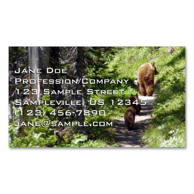 Brown Bear Family Magnetic Business Card (Front)