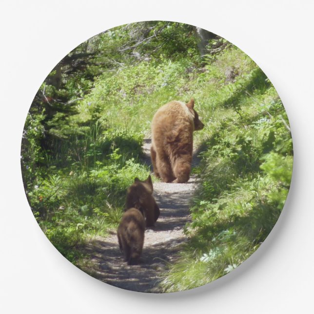 Brown Bear Family Paper Plate (Front)