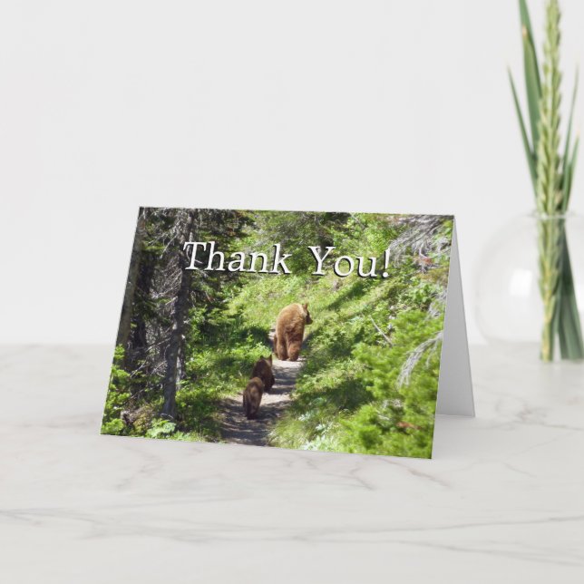 Brown Bear Family Thank You Card (Front)