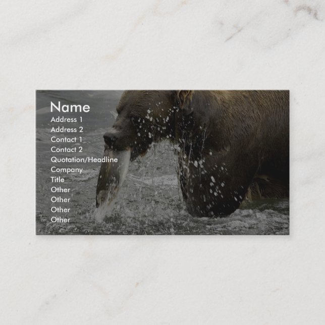 Brown bear feeding on salmon business card (Front)