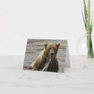Brown bear fishing note card