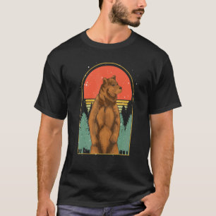 Brown Bear Forest Trees Animal Retro Nature Bear T-Shirt