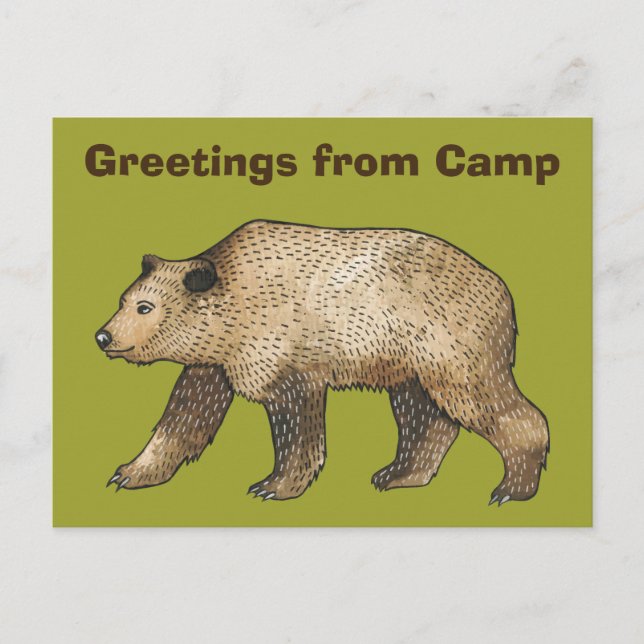Brown Bear Greetings from Camp Postcard (Front)